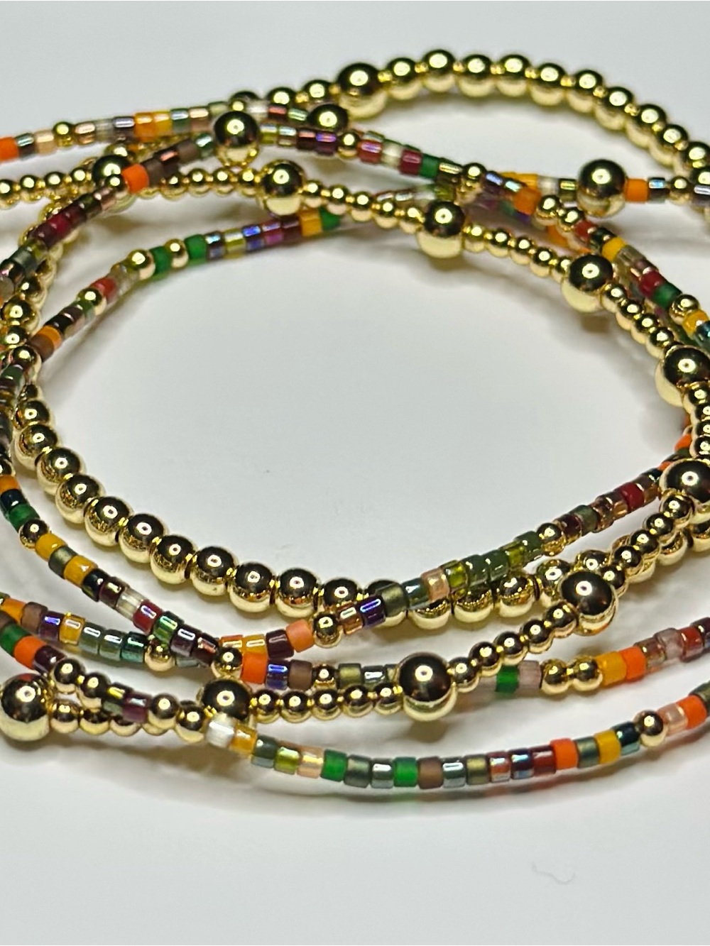 Gold-Tone Multicolor Seed Bead Wrap Bracelet